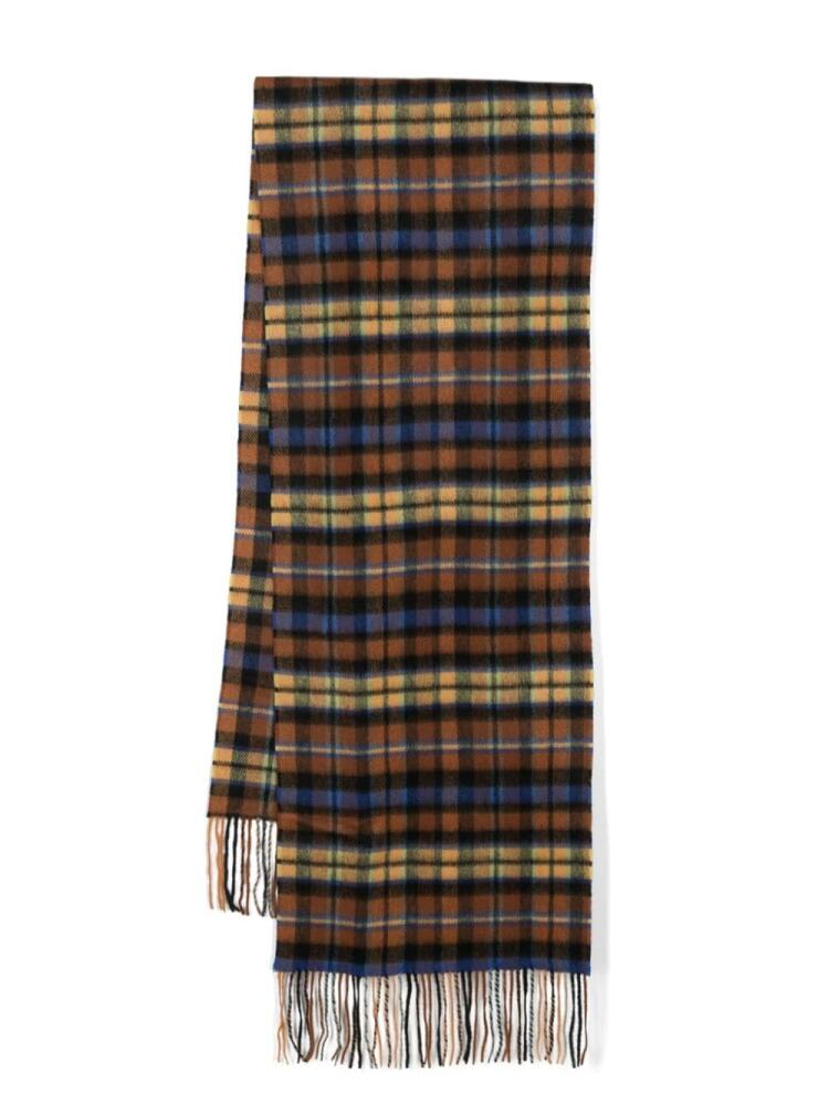 Ader Error check-print wool scarf - Brown Cover