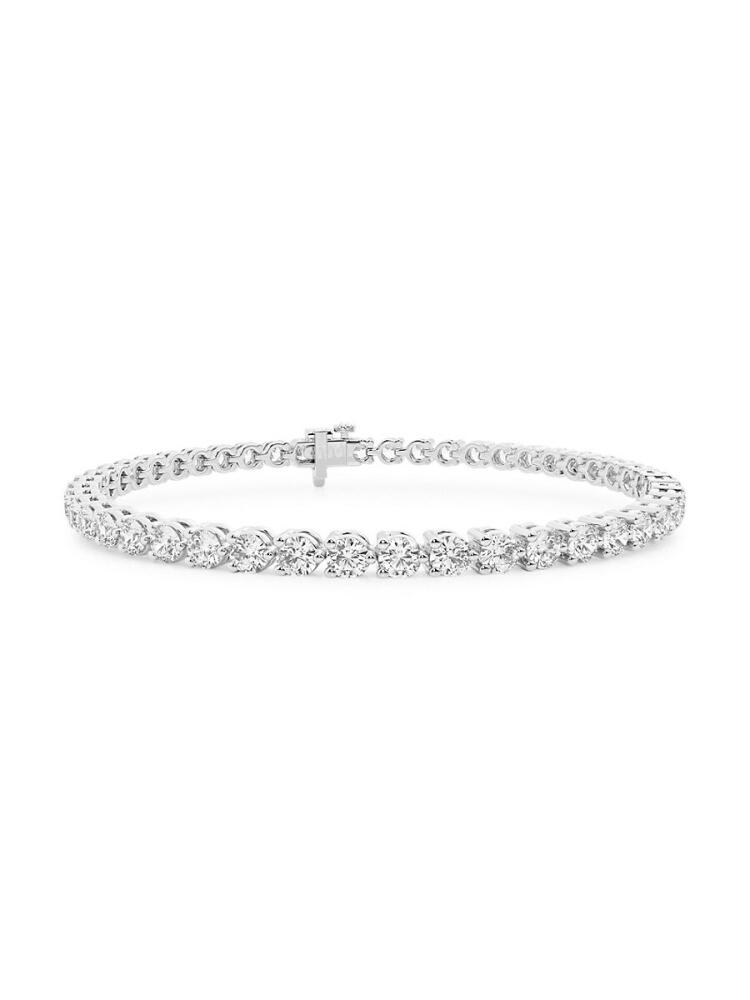 Saks Fifth Avenue Women's Build Your Own Collection Platinum & Natural Diamond Three Prong Tennis Bracelet - 5 Tcw Platinum Cover