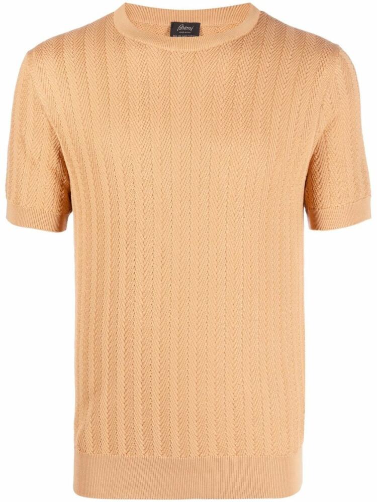 Brioni cable-knit cotton T-shirt - Neutrals Cover