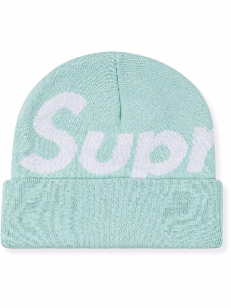 Supreme Big Logo knitted beanie - Blue Cover