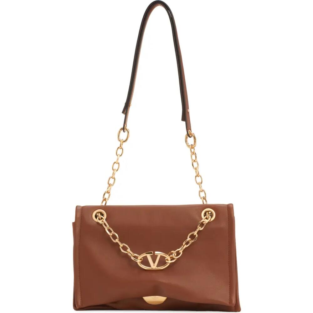 Valentino Garavani Small VLOGO Chain Leather Shoulder Bag in Tobacco Cover