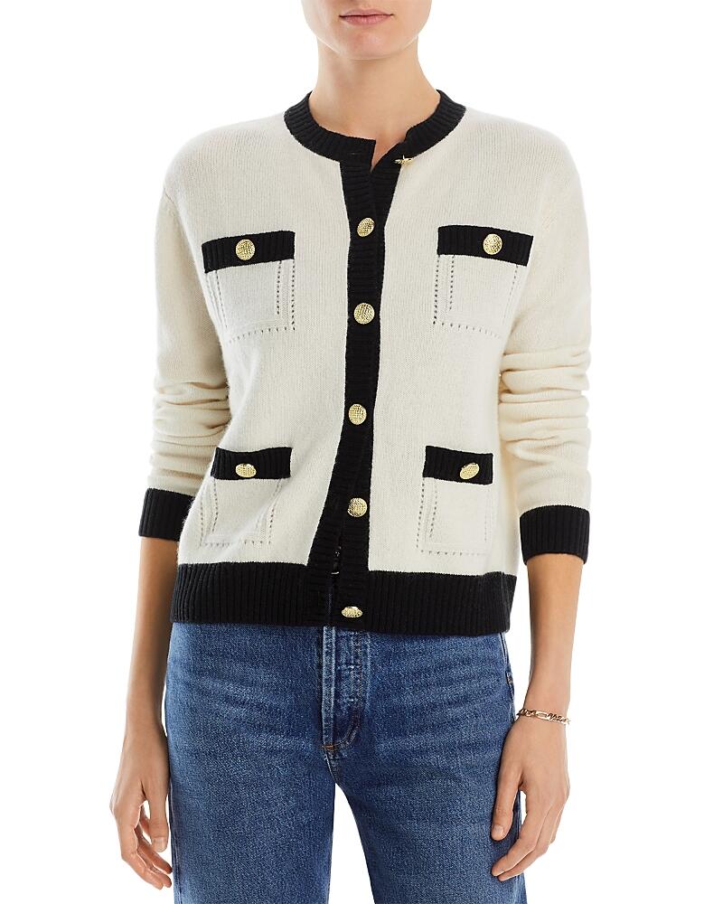 C by Bloomingdale's Cashmere Contrast Trim Cashmere Cardigan - Exclusive Cover