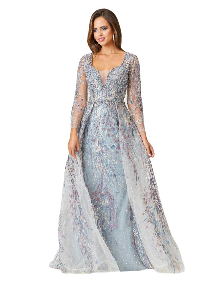 LARA New York Long Sleeve Lace Gown with Overskirt in Multi Cover