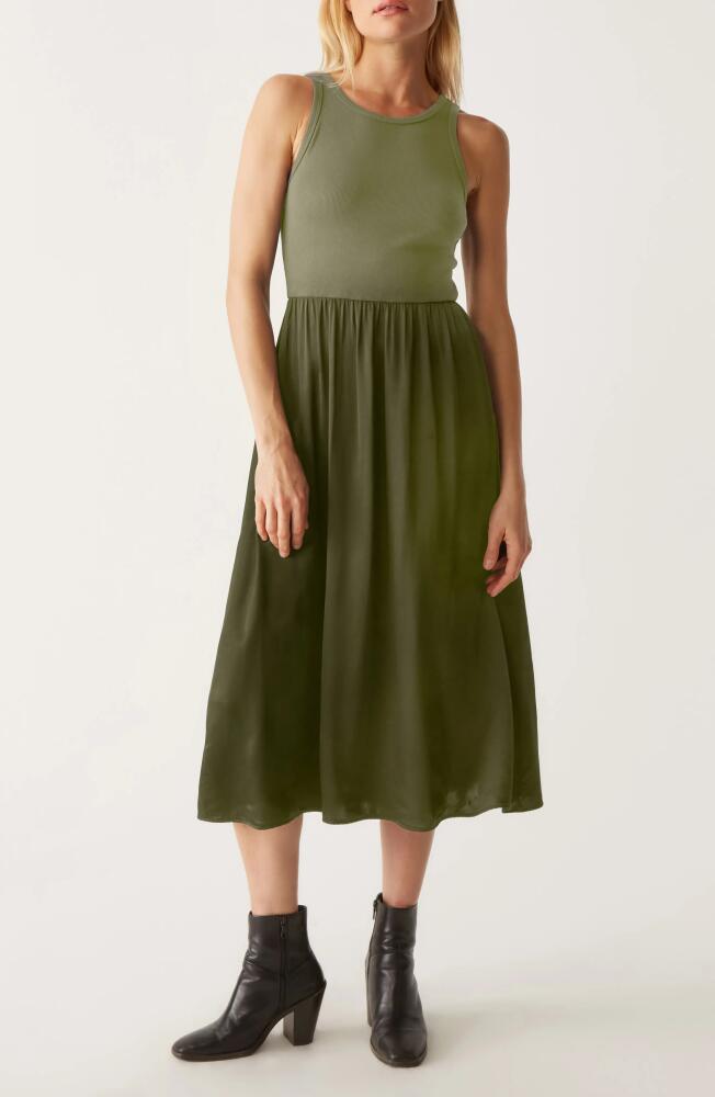 Michael Stars Bridgette Mixed Media Tank Midi Dress in Olive Cover