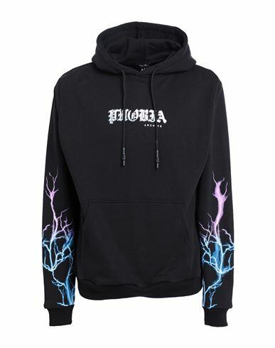 Phobia Archive Hoodie With Blue And Purple Light On Sleeves Man Sweatshirt Black Cotton Cover