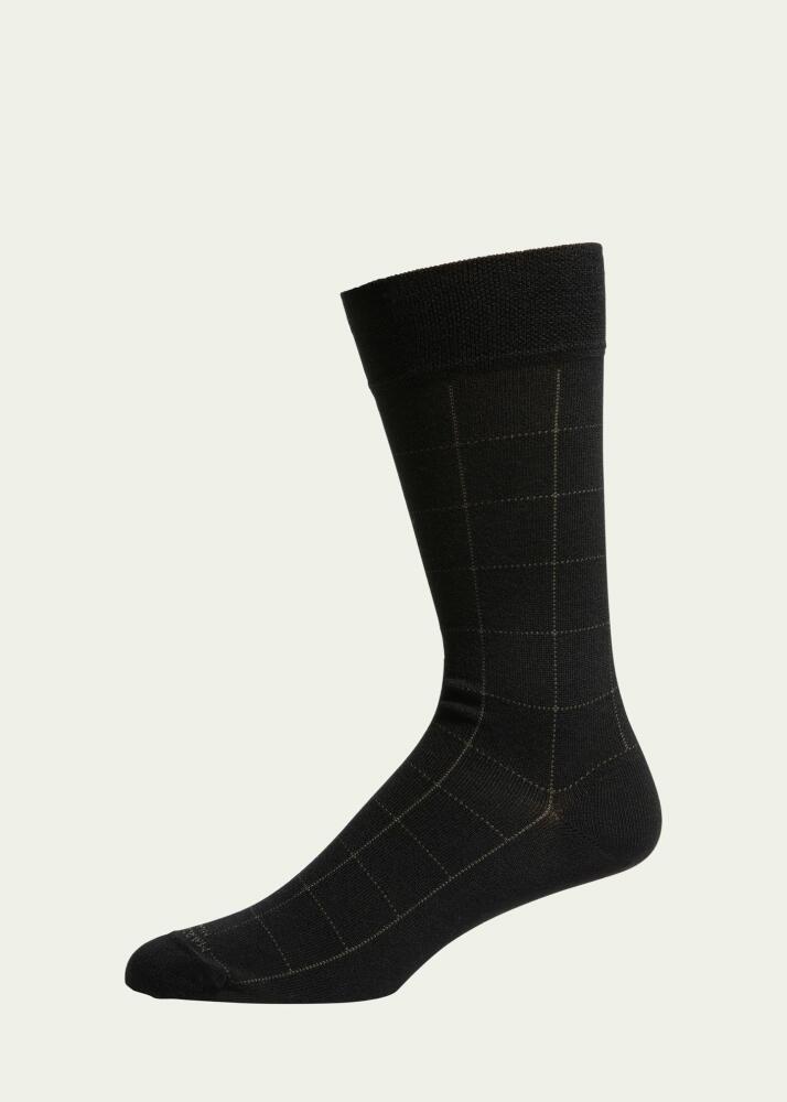 Marcoliani Men's Windowpane Mid-Calf Socks Cover