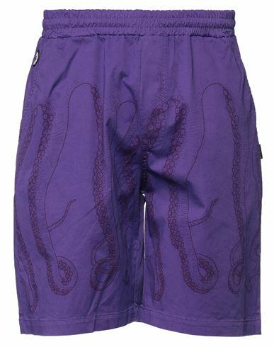 Octopus Man Shorts & Bermuda Shorts Dark purple Cotton, Elastane Cover