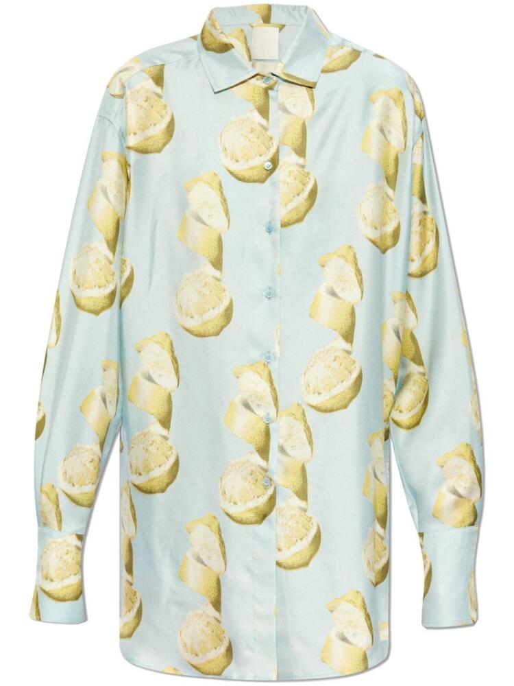 Givenchy lemon-print silk shirt - Blue Cover