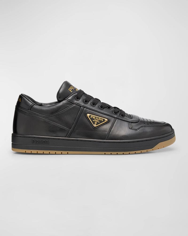 Prada Men's Downtown Napa Leather Low-Top Sneakers Cover