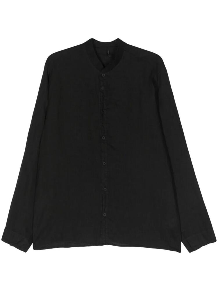 Transit ribbed-band collar linen shirt - Black Cover