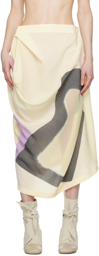 ISSEY MIYAKE Off-White Graphic Midi Skirt Cover