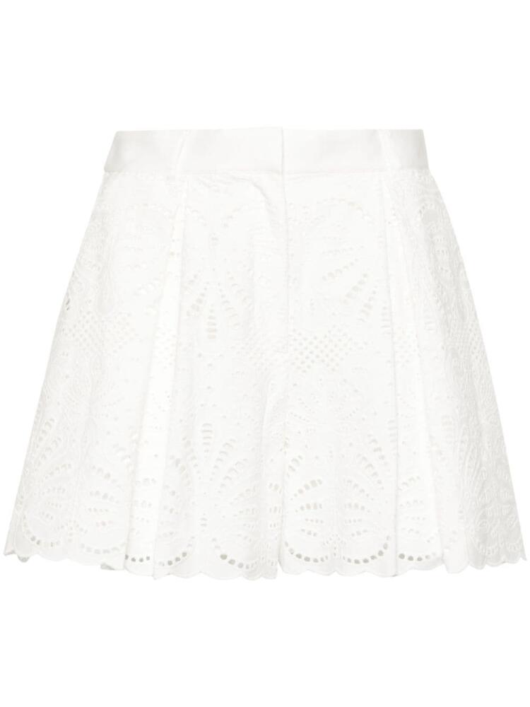 Self-Portrait broderie anglaise cotton shorts - White Cover