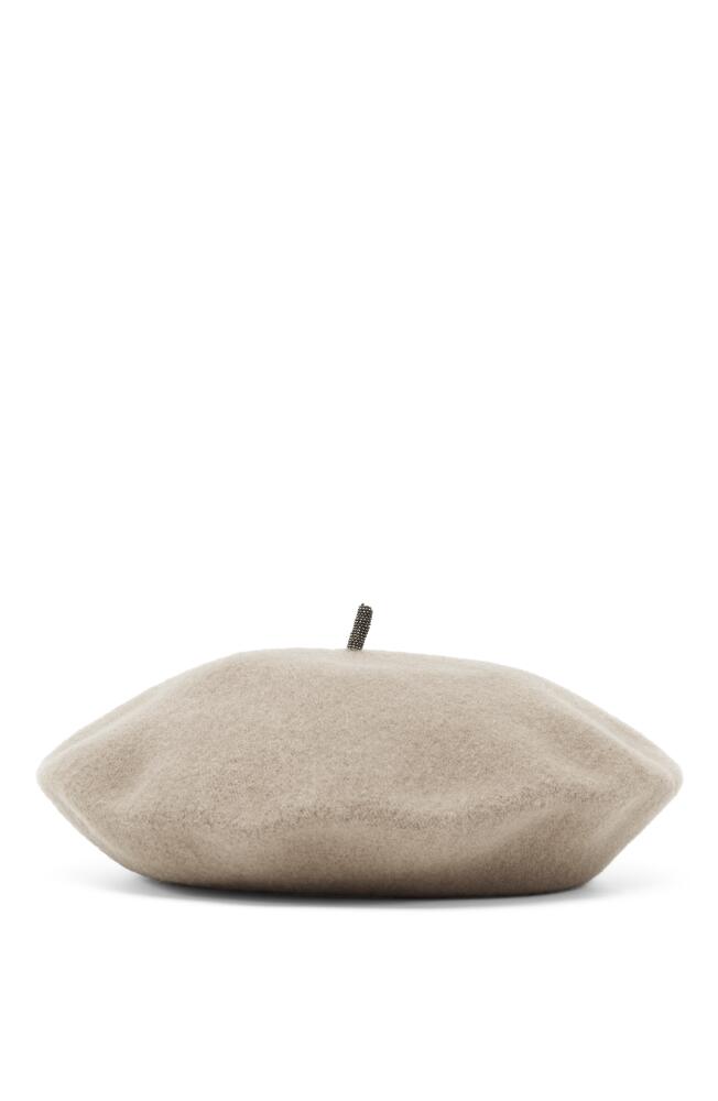 Brunello Cucinelli Wool beret with Precious detail in Beige Cover