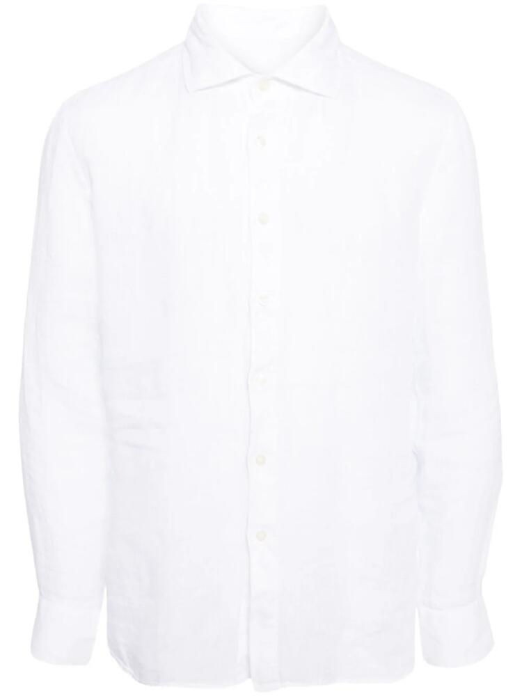 120% Lino long-sleeved linen shirt - White Cover