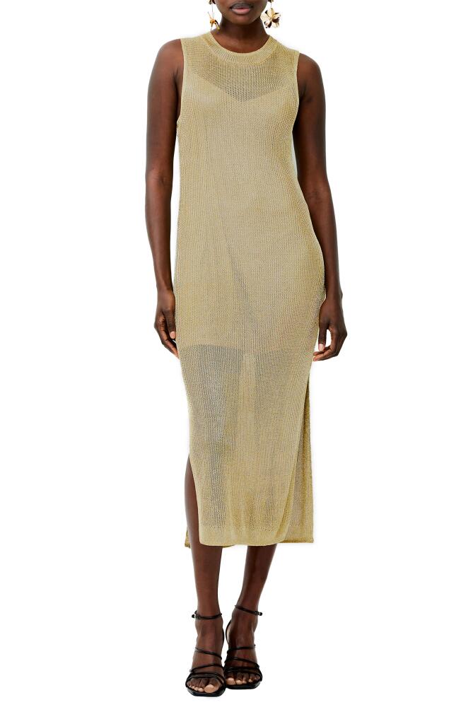 French Connection Jada Metallic Open Stitch Sweater Dress in Gold Metal Cover