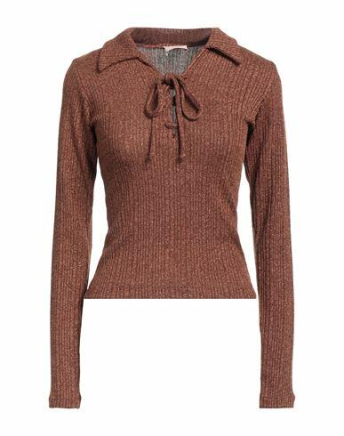 La Semaine Paris Woman Sweater Brown Polyester, Elastane Cover