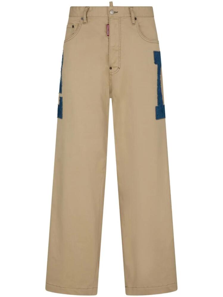 DSQUARED2 logo-appliqué straight-leg trousers - Neutrals Cover