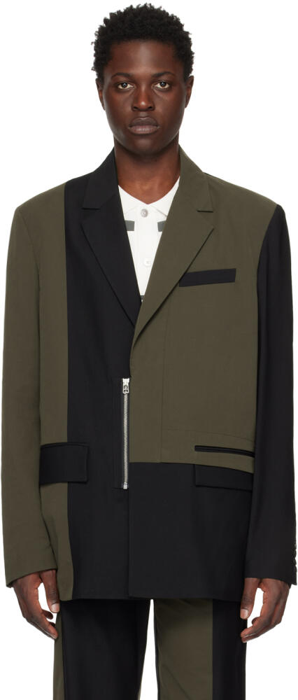 Feng Chen Wang Black & Green Deconstructed Blazer Cover