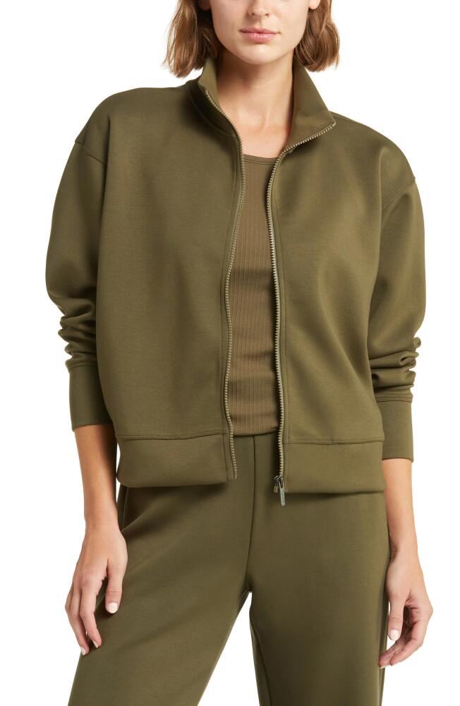 zella Luxe Scuba Stand Collar Jacket in Olive Night Cover