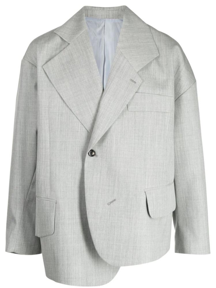 Fumito Ganryu Graffiti asymmetric-design blazer - Grey Cover