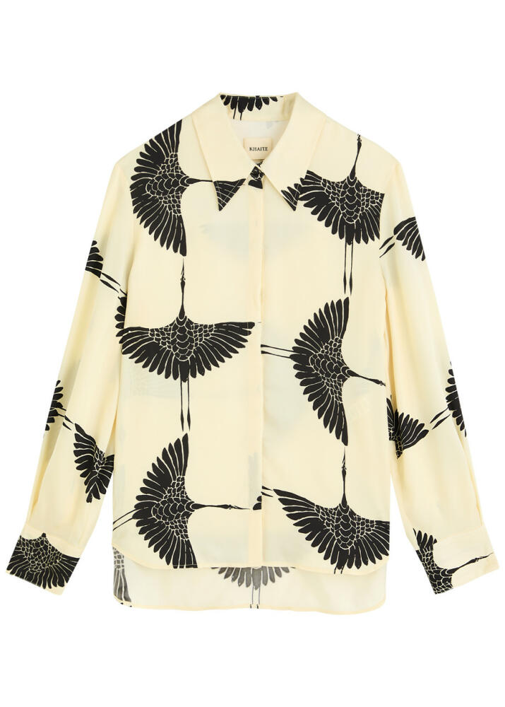 Khaite Minta Printed Satin Shirt - Cream Cover