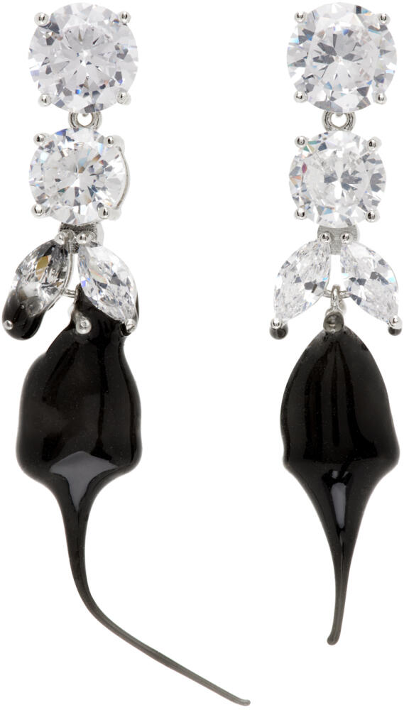 Ottolinger Silver & Black Diamond Tear Dip Earrings Cover