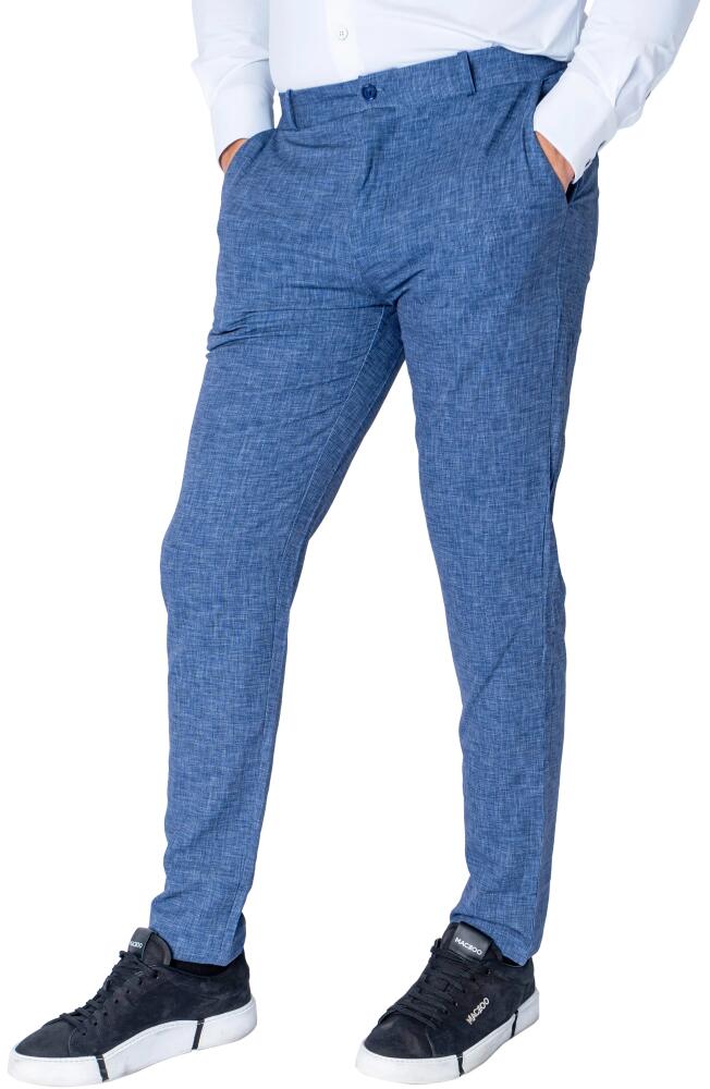 Maceoo Crosshatch Weave Slim Fit Stretch Pants in Blue Cover