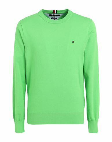 Tommy Hilfiger Man Sweater Acid green Cotton, Polyester Cover