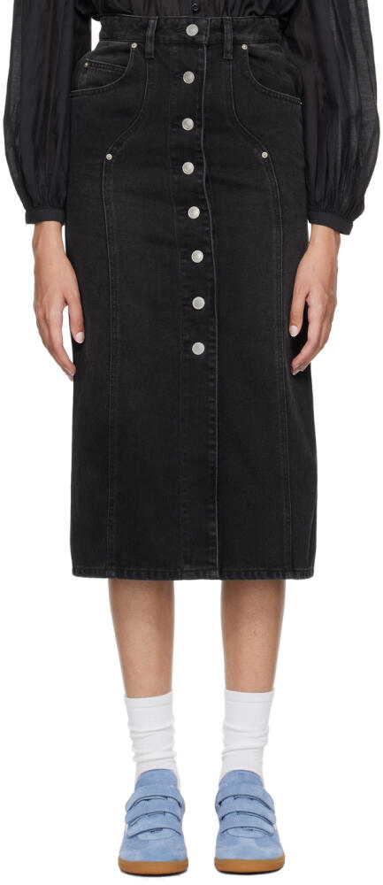 Isabel Marant Etoile Black Vandy Denim Midi Skirt Cover