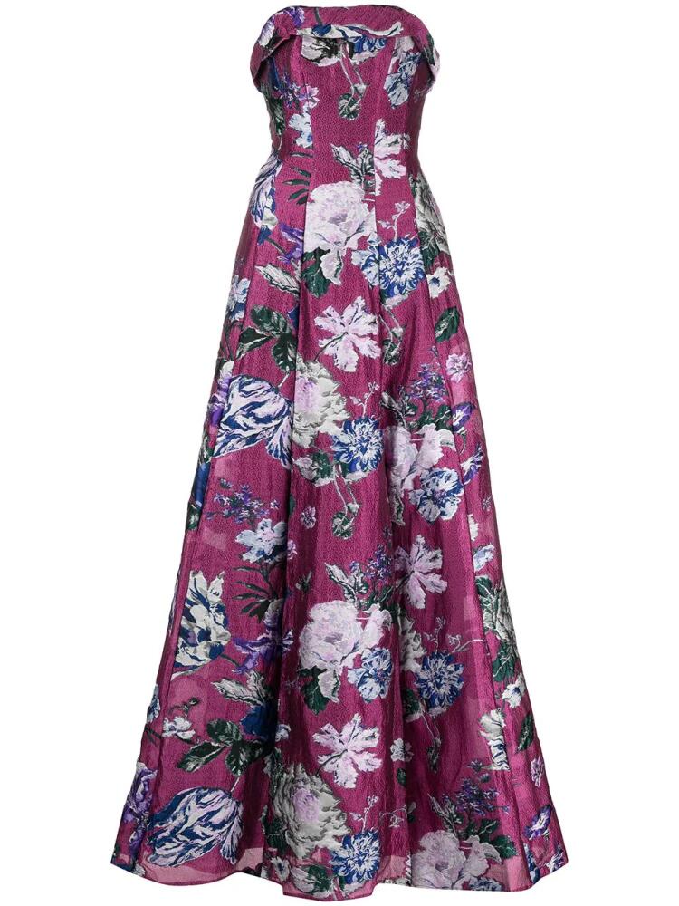 Marchesa Notte floral fil-coupé gown - Pink Cover