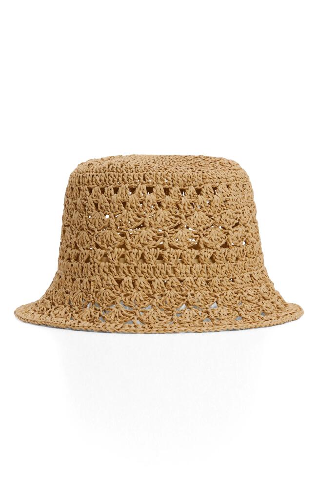 MANGO Woven Straw Bucket Hat in Beige Cover