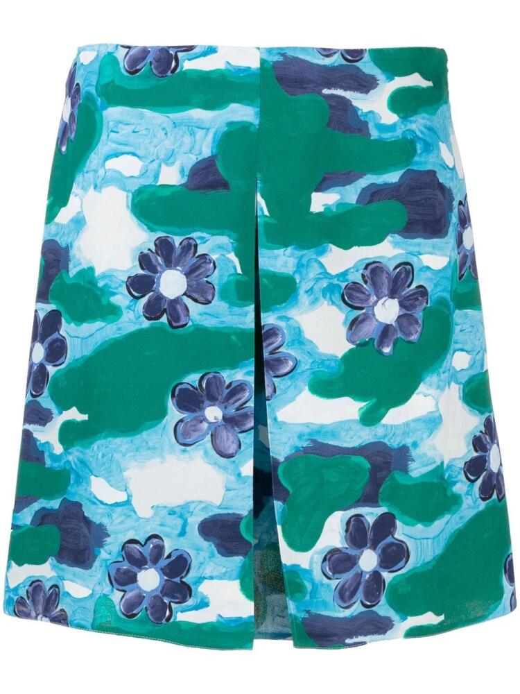 Marni floral-print mini skirt - Blue Cover