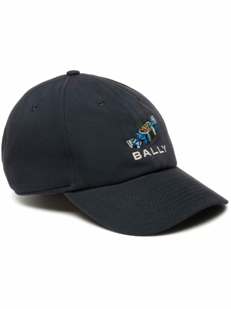 Bally candy-embroidered cotton cap - Blue Cover