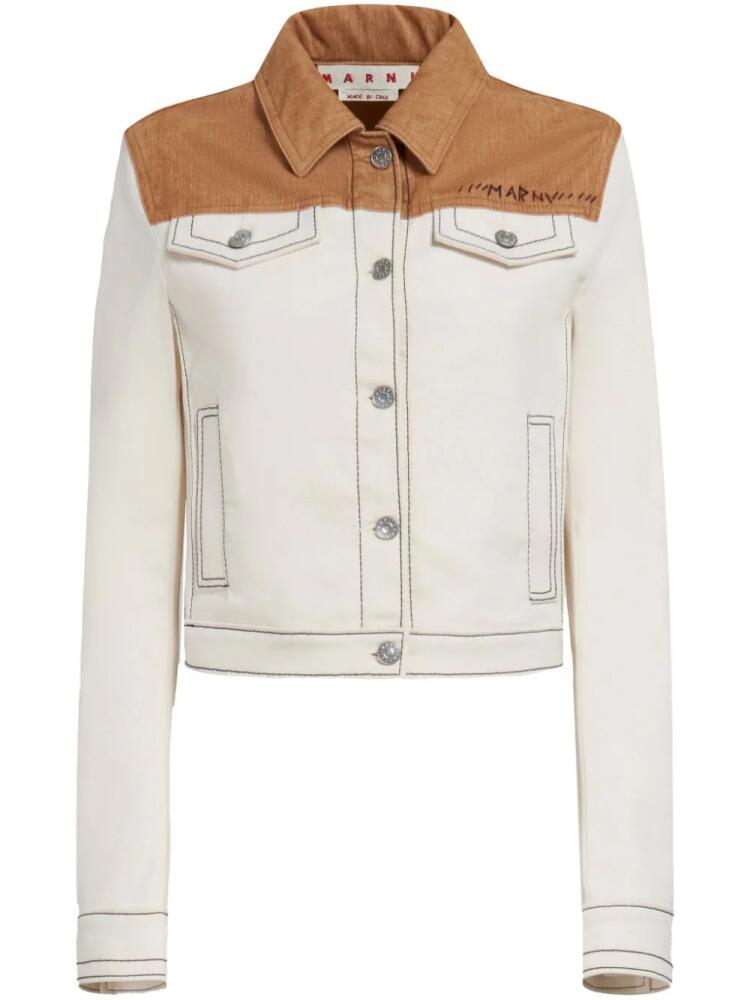 Marni logo-print two-tone jacket - Neutrals Cover