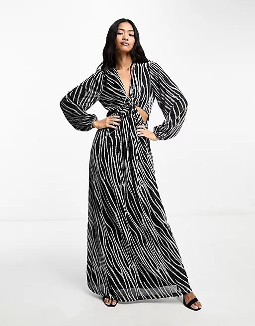 Style Cheat metallic dress in silver zebra-Multi Cover