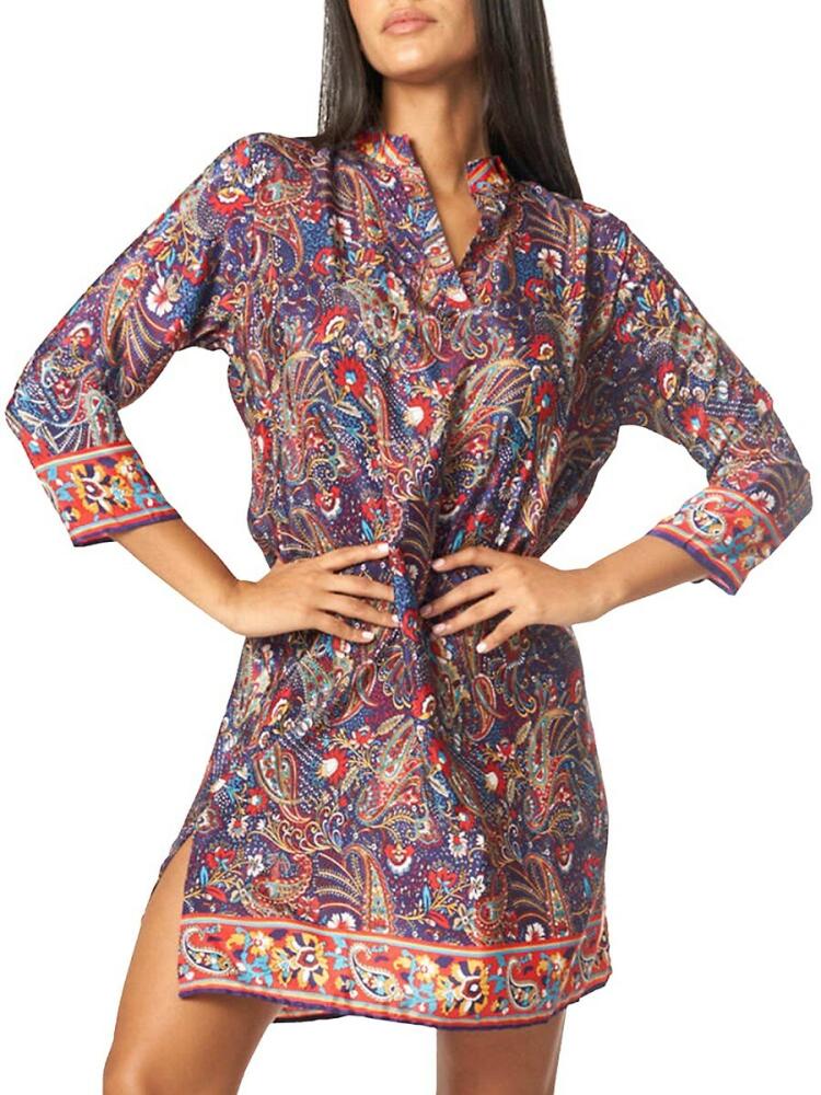 La Moda Clothing Women's Paisley Tunic Mini Dress - Red Multi Cover