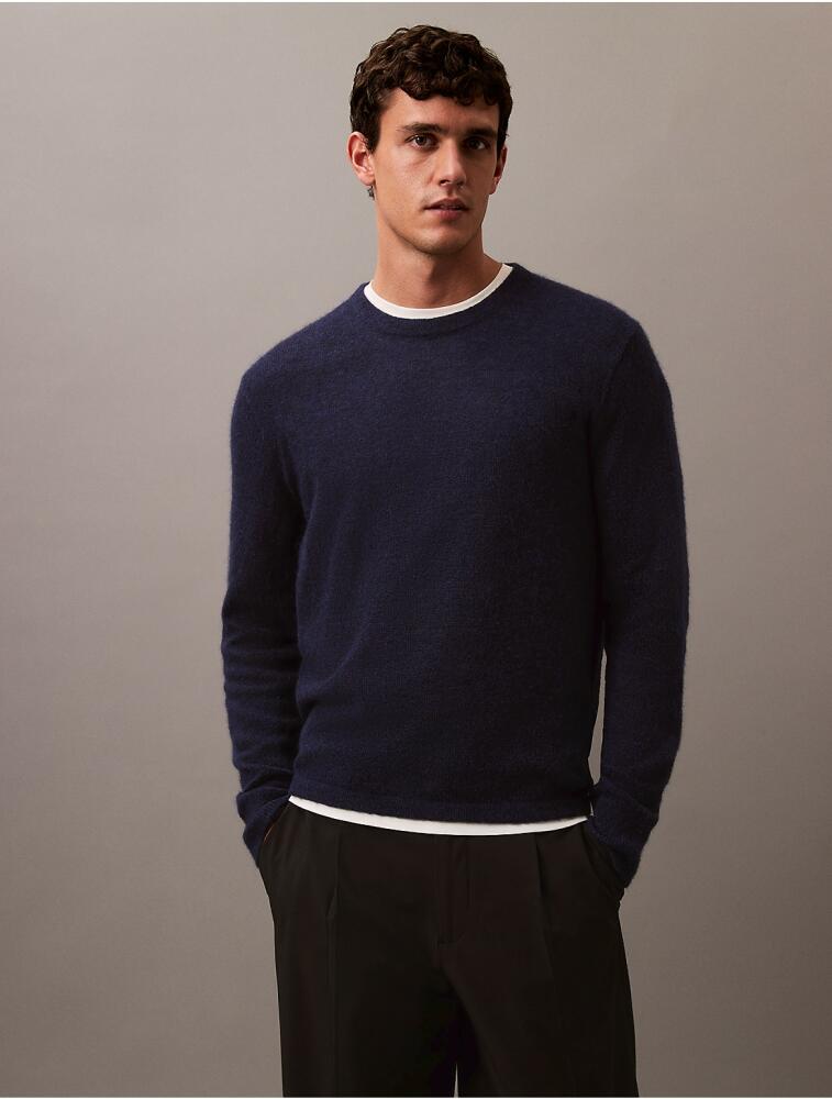 Calvin Klein Men's Refined Alpaca Wool Blend Knit Sweater - Blue Cover