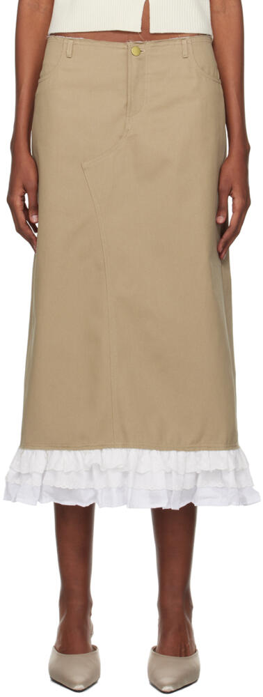 Sandy Liang Taupe Tristen Midi Skirt Cover