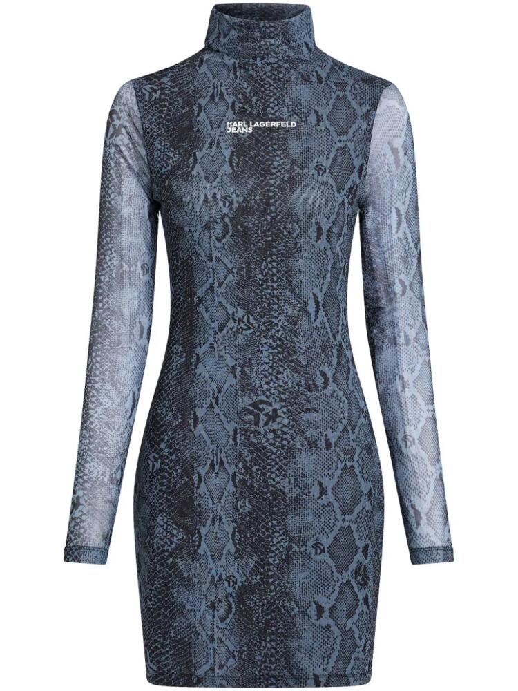 Karl Lagerfeld Jeans snake-print mesh dress - Blue Cover