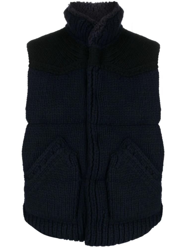 sacai padded tricot wool gilet - Black Cover