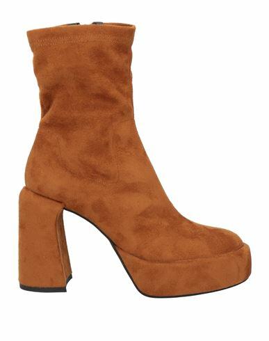 Elena Iachi Woman Ankle boots Tan Textile fibers Cover