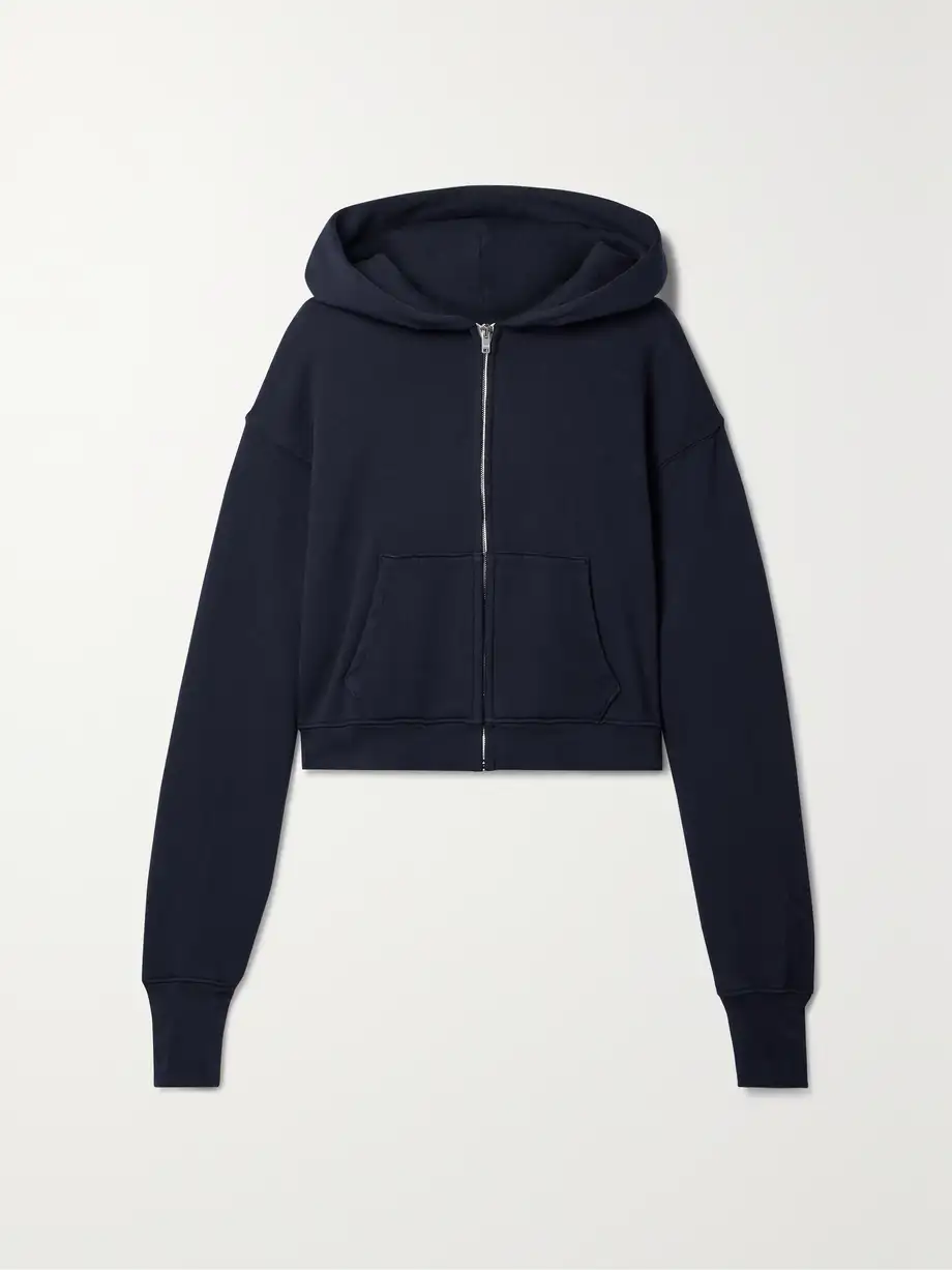 Les Tien - Zendaya Cropped Cotton-jersey Zip-up Hoodie - Blue Cover