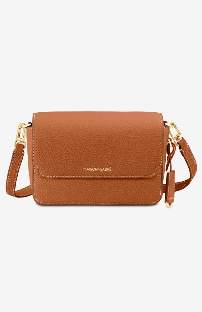 MAISON de SABRÉ Mini Leather Flap Bag in Pecan Brown Cover