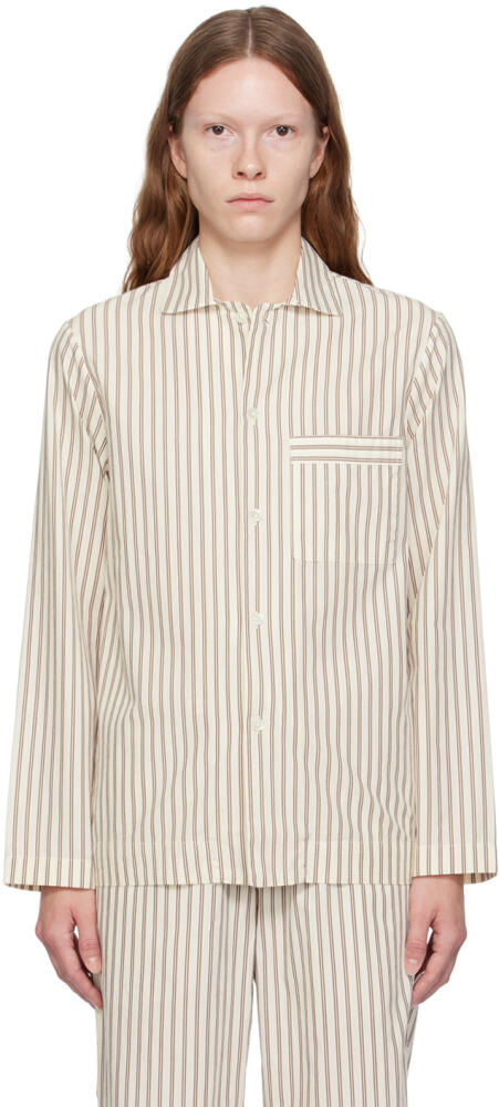 Tekla White & Brown Striped Pyjama Shirt Cover