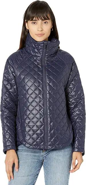 Sam Edelman Hooded Quilted Mid Length (Navy) Women's Clothing Cover