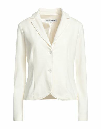 European Culture Woman Blazer White Cotton, Viscose, Lycra Cover