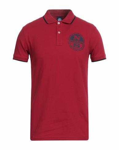 North Sails Man Polo shirt Burgundy Cotton, Polyester, Elastane Cover