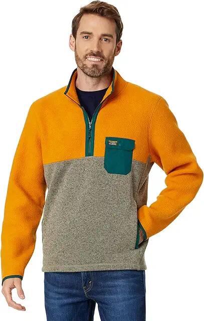 L.L.Bean Sweater Fleece Sherpa Hybrid Pullover (Rustic Copper/Eucalyptus) Men's Clothing Cover