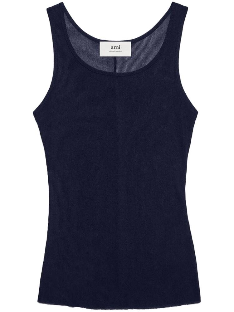 AMI Paris semi-sheer round-neck tank top - Blue Cover