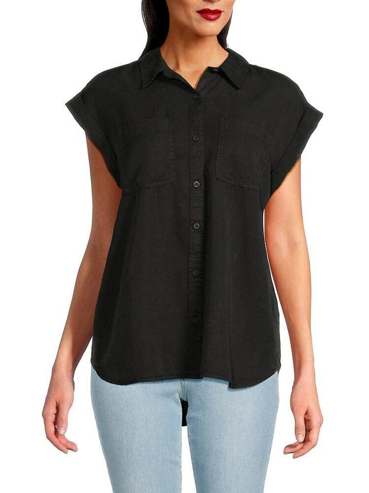 Calvin Klein Jeans Women's Extended Sleeve Pocket Shirt - Black Cover